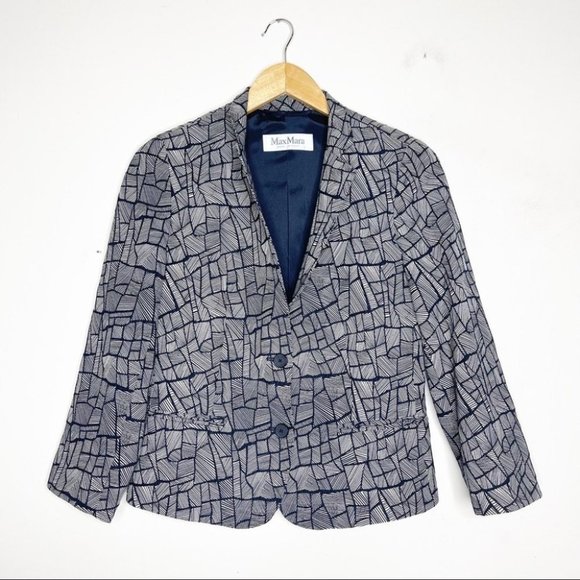 Max Mara Ellisse Print Blazer Geometric Size 6 - Picture 2 of 8